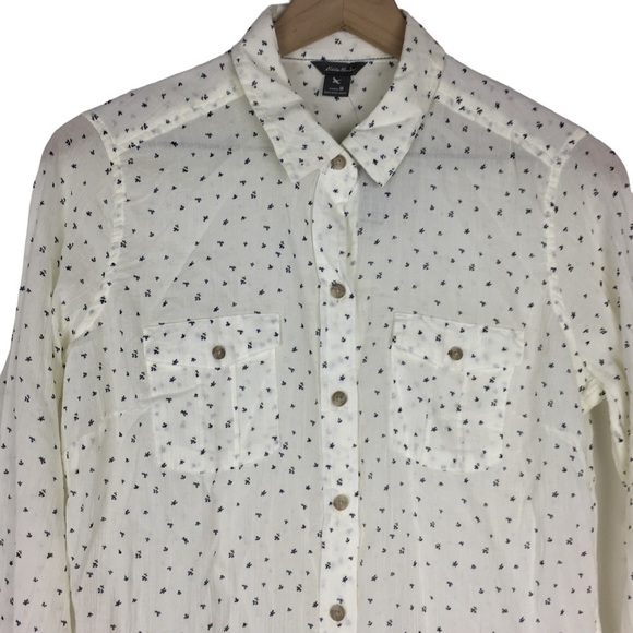 EDDIE BAUER Packable Long Sleeve Button Up Shirt Sheer Floral Size Medium NWT - Picture 2 of 10